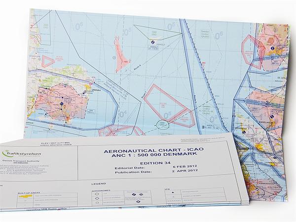 Vfr Kort Danmark Danmark, ICAO 1:500.000, foldet Vfr Kort Danmark